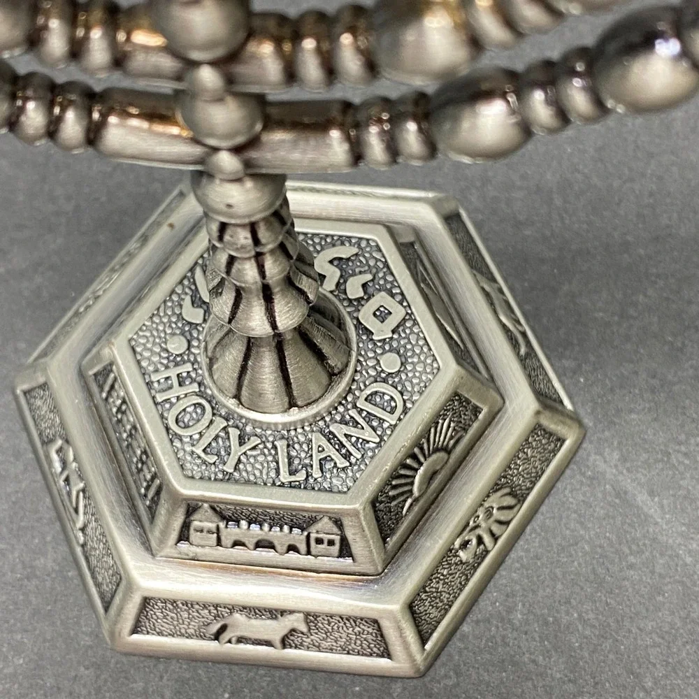 Vintage 12 Tribes of Israel Metal Hanukkah Menorah Jewish Candelabra Religious‎
